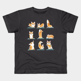 Corgi Yoga Watercolor Kids T-Shirt